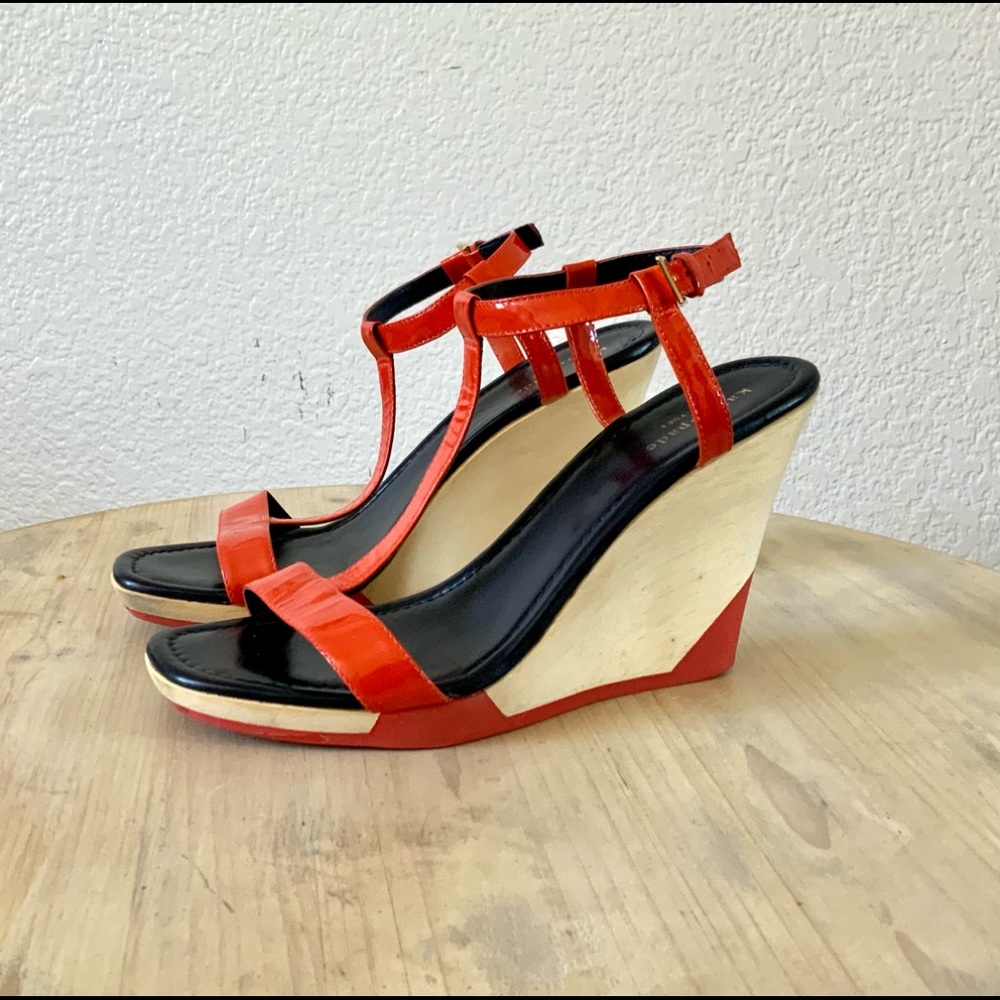 Kate Spade Red Patent Wedge Heel Sandal